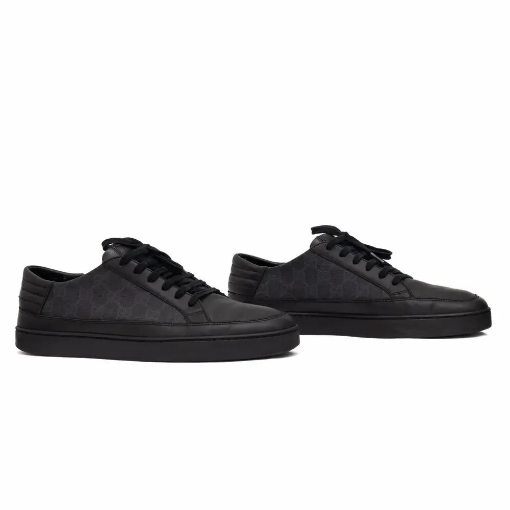 Gucci Black GG Monogram Supreme Canvas and Leather Low Top Sneakers US:11